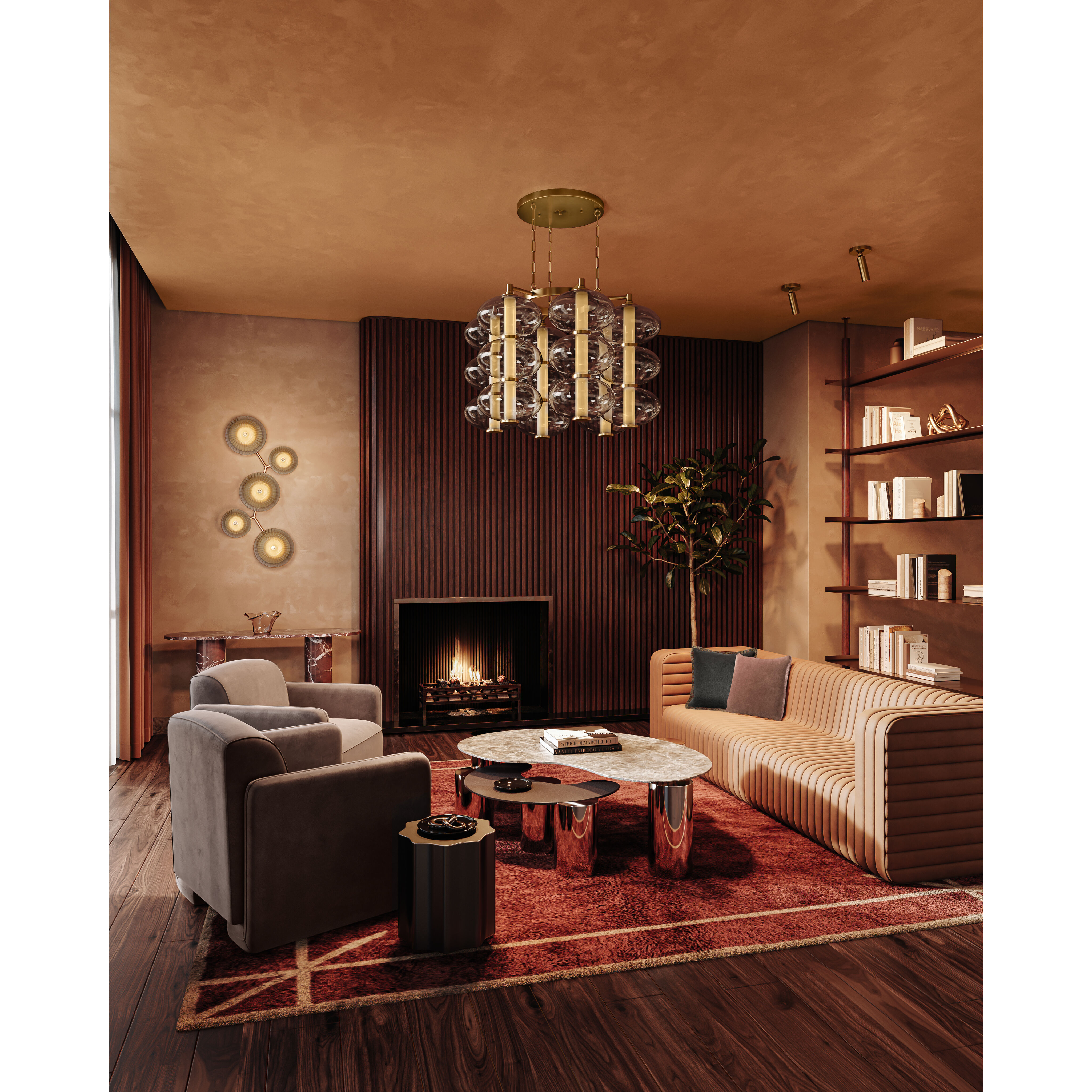 Birmingham LED 51.5 inch Vintage Polished Brass Flush Mount Ceiling Light